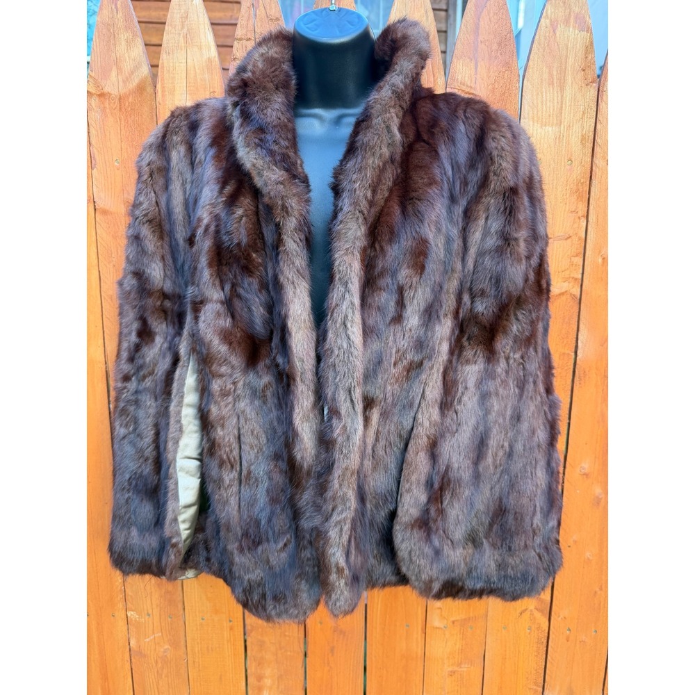 1950s Silverman Furs Vintage Brown Mink Fur Capelet Shawl Collar Monogrammed AEL